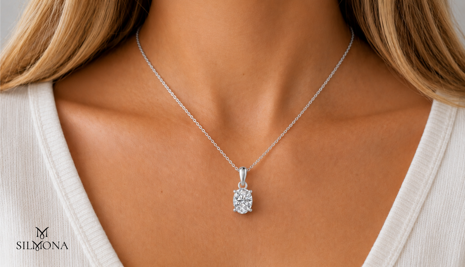 LUNA OVAL SOLITAIRE PENDANT