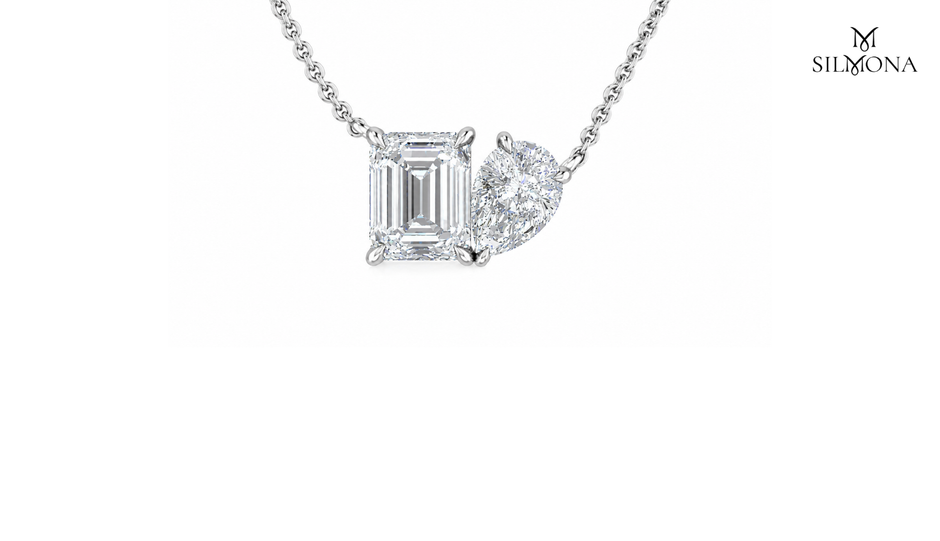 EMERALD & PEAR DIAMOND DUO PENDANT