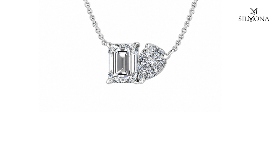 EMERALD & PEAR DIAMOND DUO PENDANT