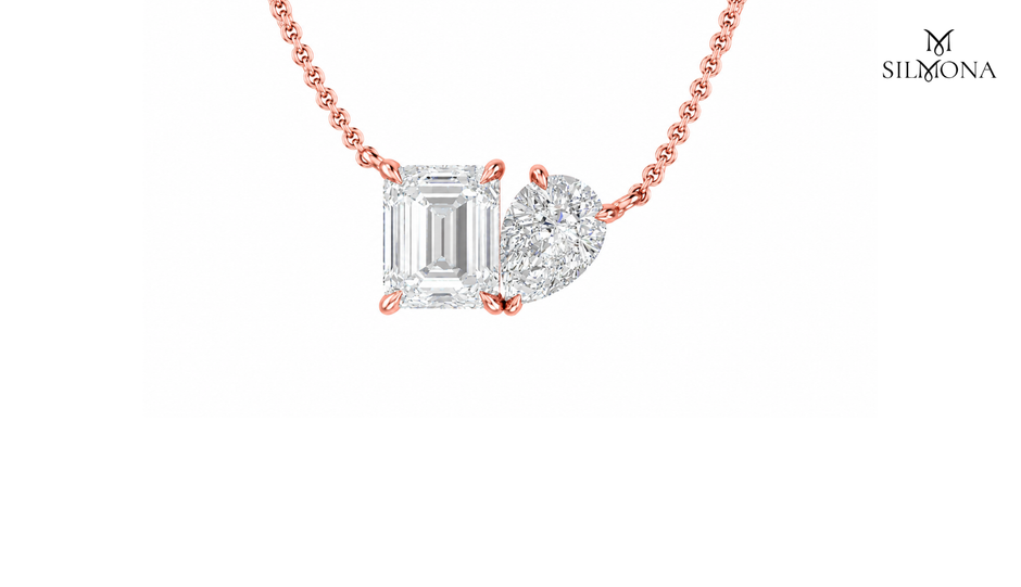 EMERALD & PEAR DIAMOND DUO PENDANT