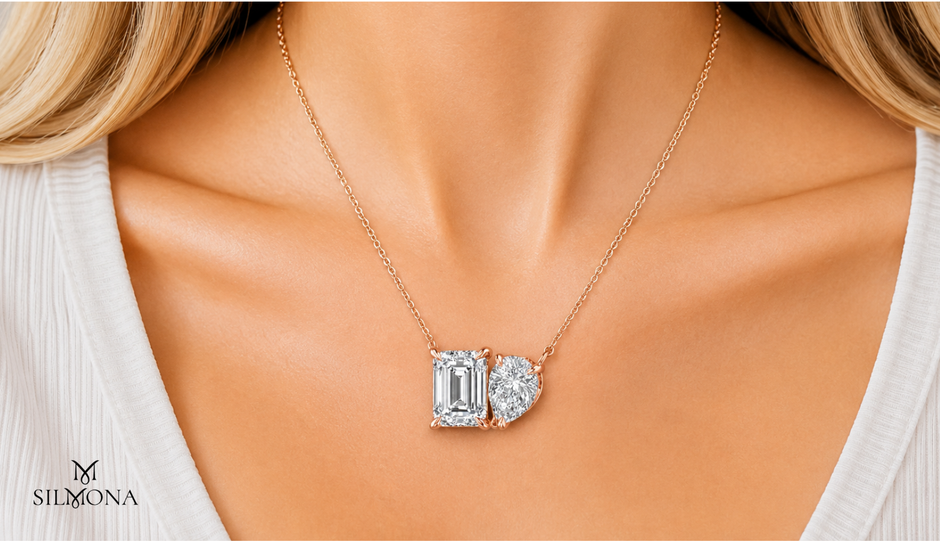 EMERALD & PEAR DIAMOND DUO PENDANT