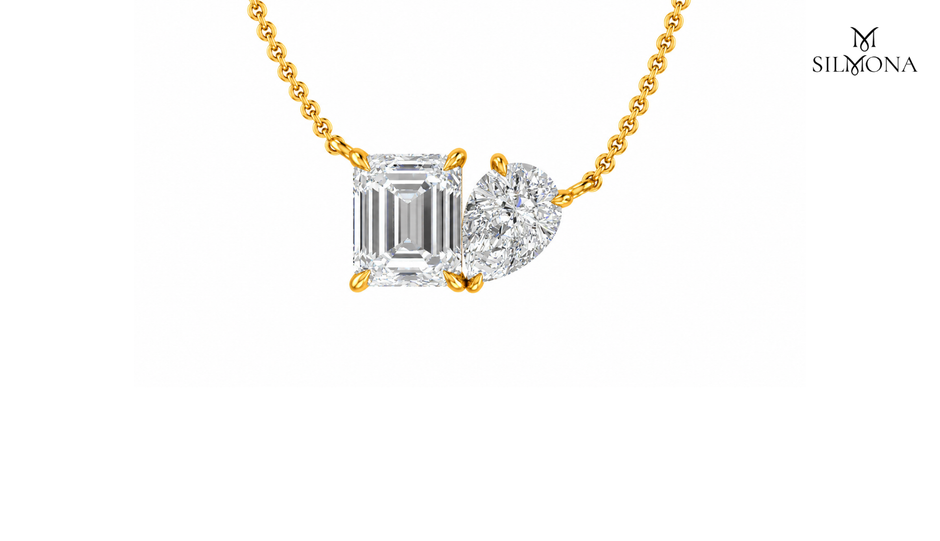 EMERALD & PEAR DIAMOND DUO PENDANT