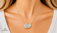 EMERALD & PEAR DIAMOND DUO PENDANT