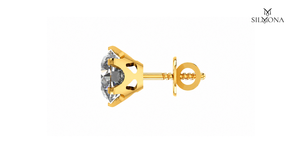 ROUND DIAMOND SOLITAIRE SCREW BACK STUD EARRING