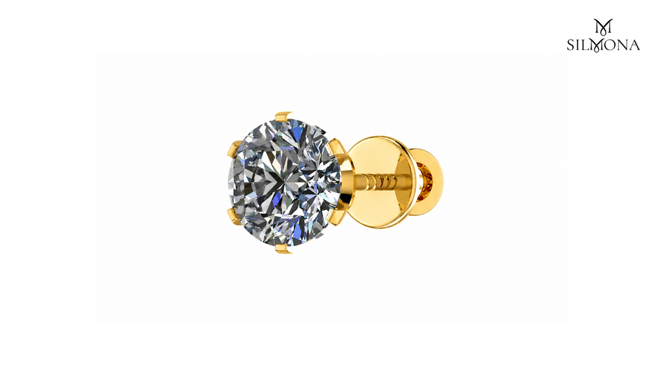 ROUND DIAMOND SOLITAIRE SCREW BACK STUD EARRING