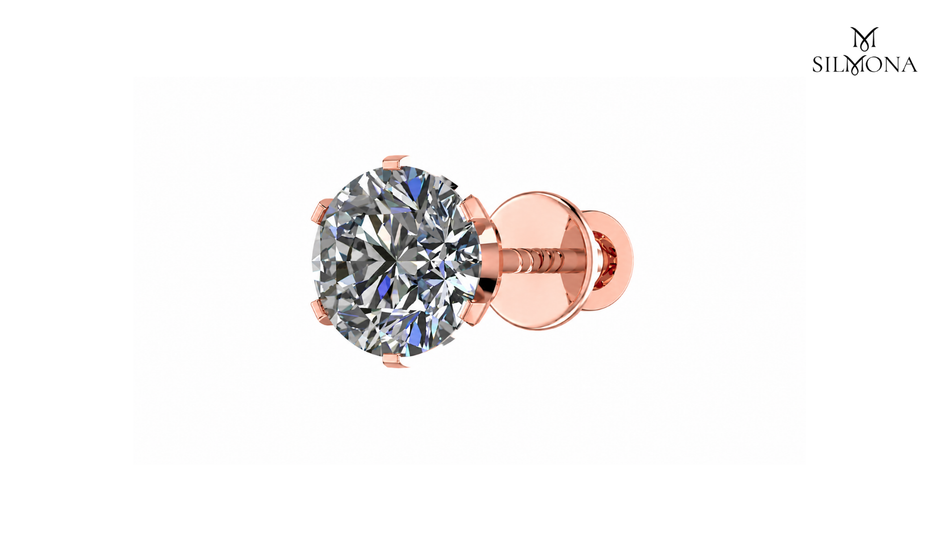 ROUND DIAMOND SOLITAIRE SCREW BACK STUD EARRING