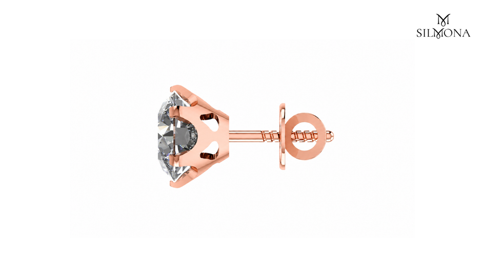 ROUND DIAMOND SOLITAIRE SCREW BACK STUD EARRING