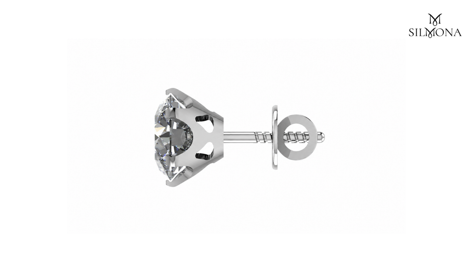 ROUND DIAMOND SOLITAIRE SCREW BACK STUD EARRING