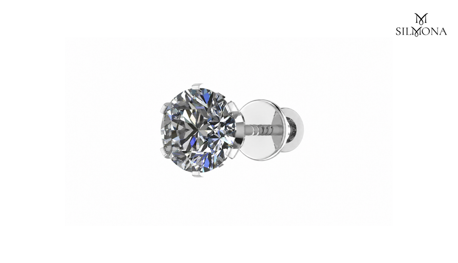 ROUND DIAMOND SOLITAIRE SCREW BACK STUD EARRING