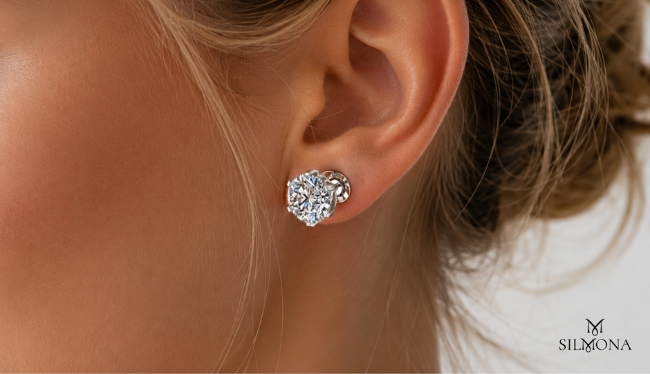 ROUND DIAMOND SOLITAIRE SCREW BACK STUD EARRING