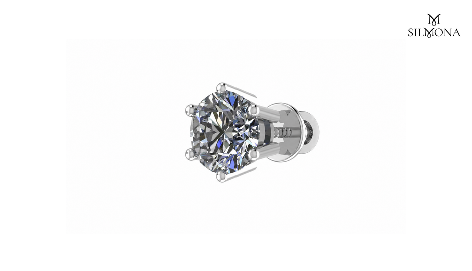 ROUND DIAMOND SIX-PRONG SOLITAIRE STUD EARRING