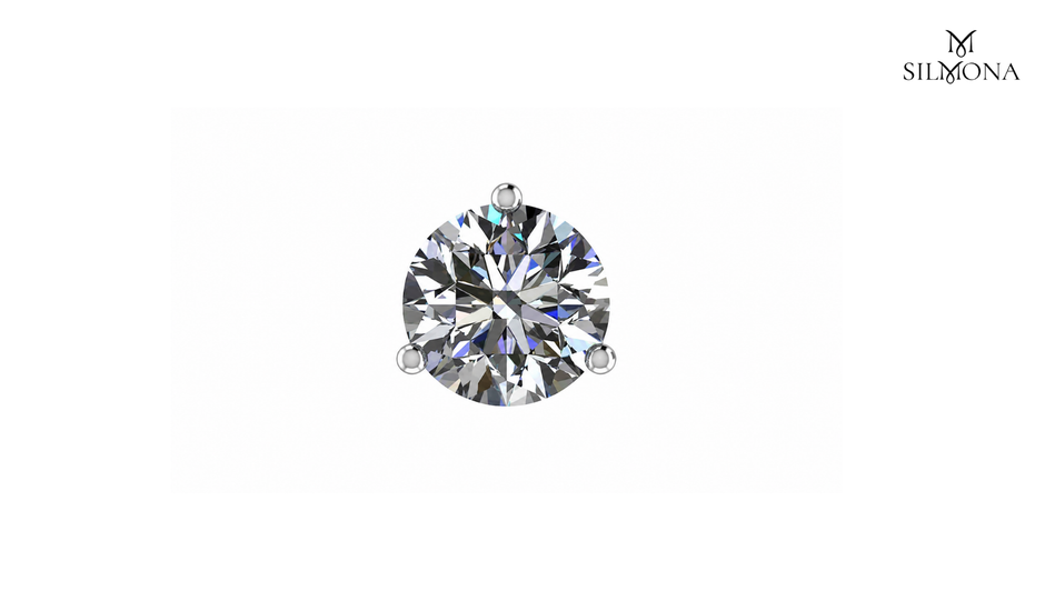 ROUND DIAMOND THREE-PRONG SOLITAIRE STUD EARRING