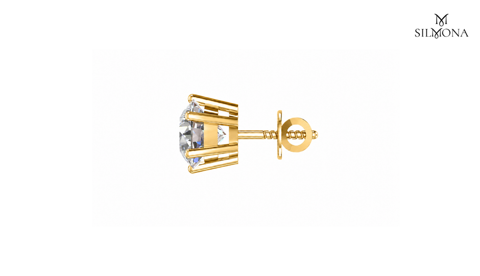 ROUND DIAMOND THREE-PRONG SOLITAIRE STUD EARRING
