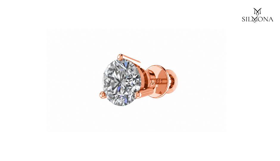 ROUND DIAMOND THREE-PRONG SOLITAIRE STUD EARRING