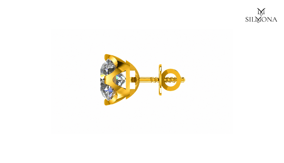 ROUND DIAMOND FOUR-PRONG BASKET SOLITAIRE STUD EARRING