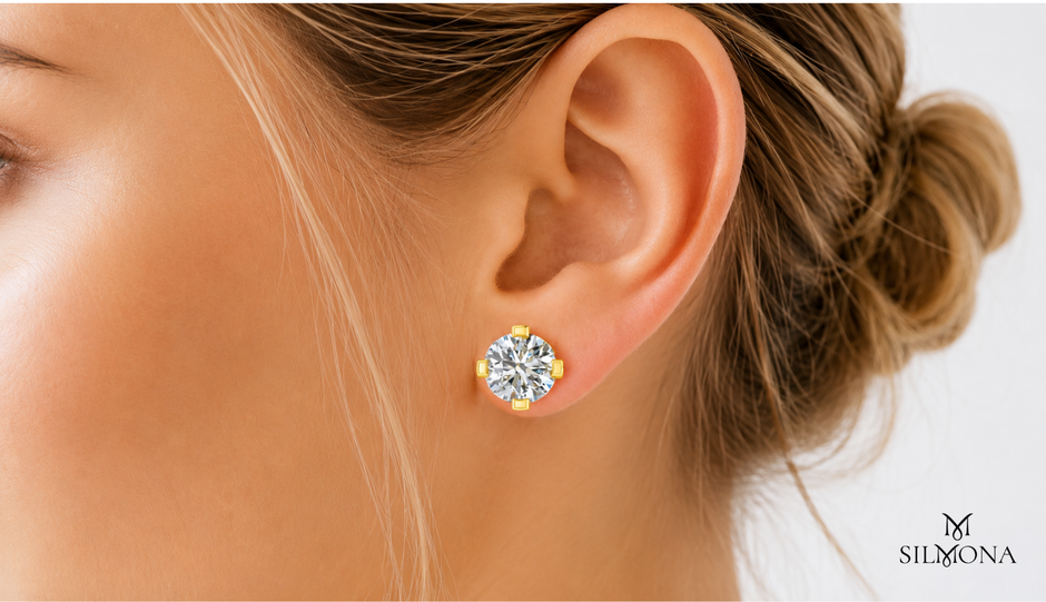 ROUND DIAMOND FOUR-PRONG BASKET SOLITAIRE STUD EARRING