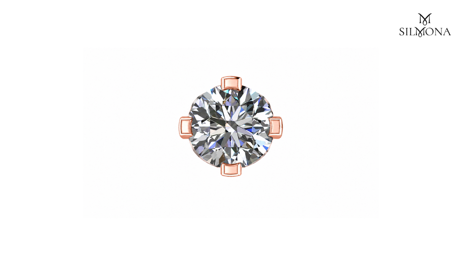 ROUND DIAMOND FOUR-PRONG BASKET SOLITAIRE STUD EARRING