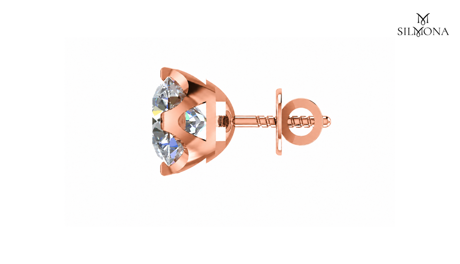 ROUND DIAMOND FOUR-PRONG BASKET SOLITAIRE STUD EARRING