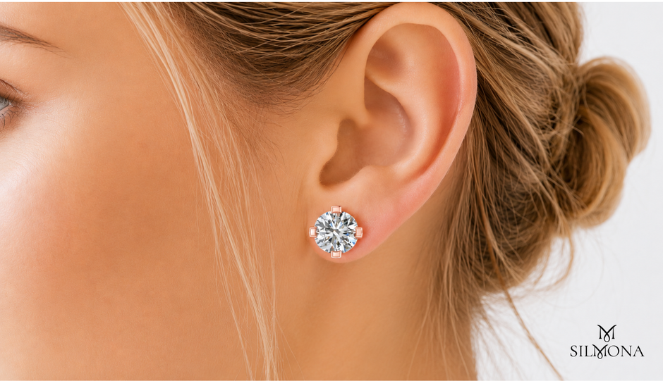ROUND DIAMOND FOUR-PRONG BASKET SOLITAIRE STUD EARRING