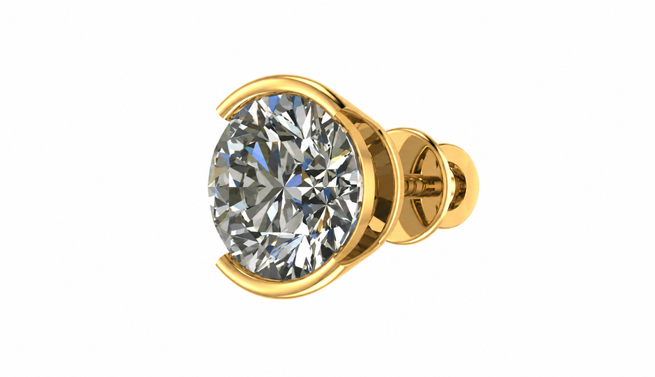 Architectural Solitaire Stud Earring