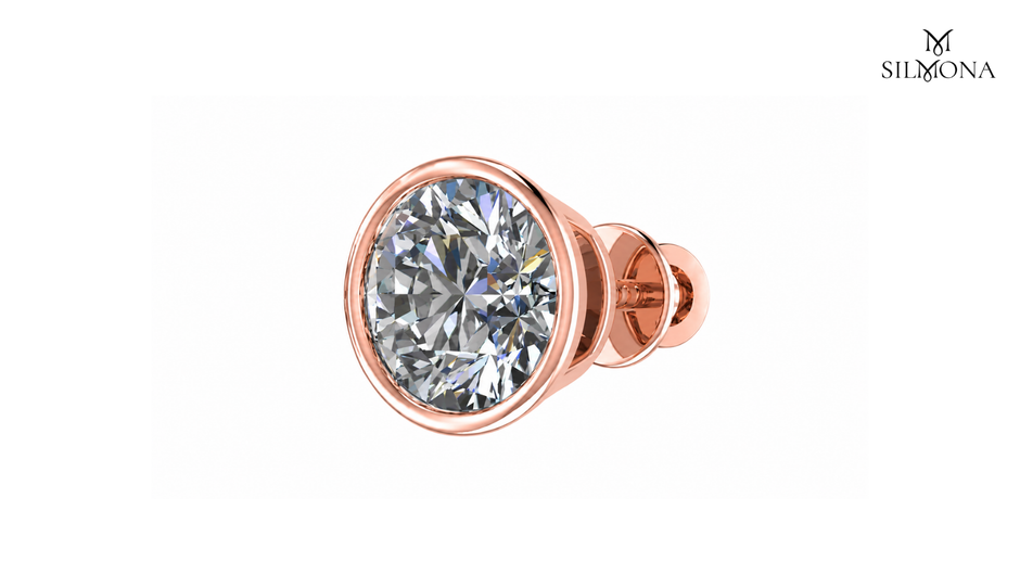 ROUND DIAMOND BASKET STUD EARRING