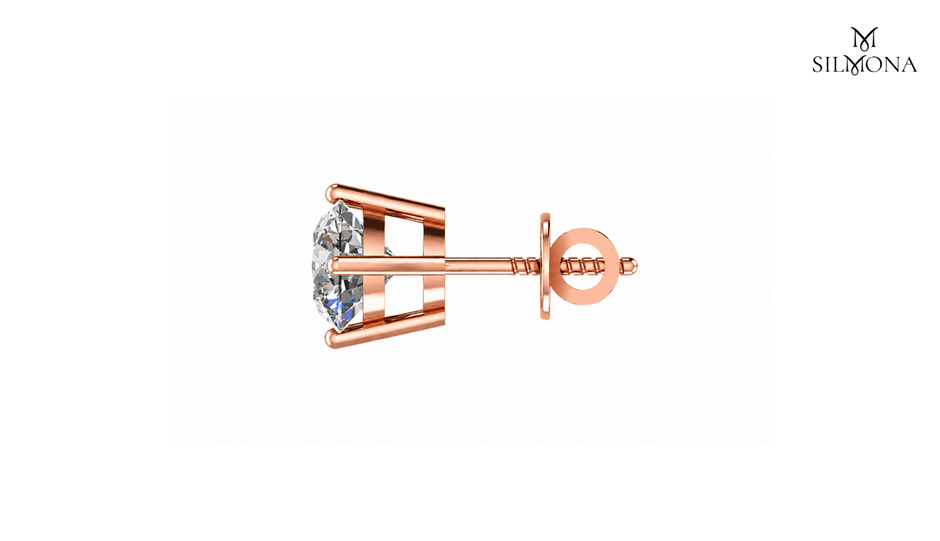 ROUND FOUR-PRONG SOLITAIRE DIAMOND STUD EARRING