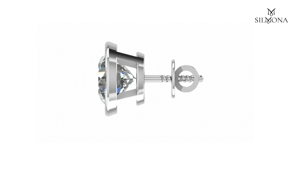 ROUND DIAMOND BASKET STUD EARRING