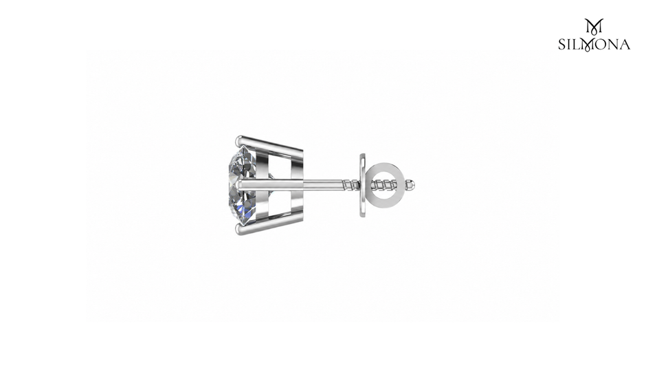 ROUND FOUR-PRONG SOLITAIRE DIAMOND STUD EARRING