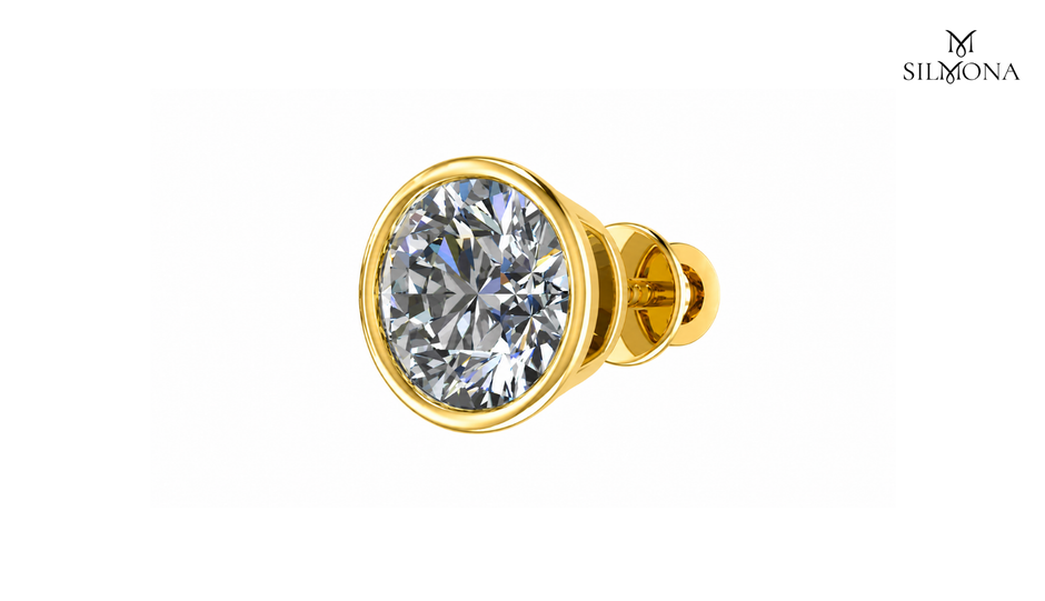 ROUND DIAMOND BASKET STUD EARRING