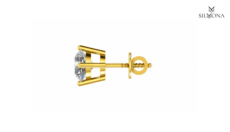 ROUND FOUR-PRONG SOLITAIRE DIAMOND STUD EARRING