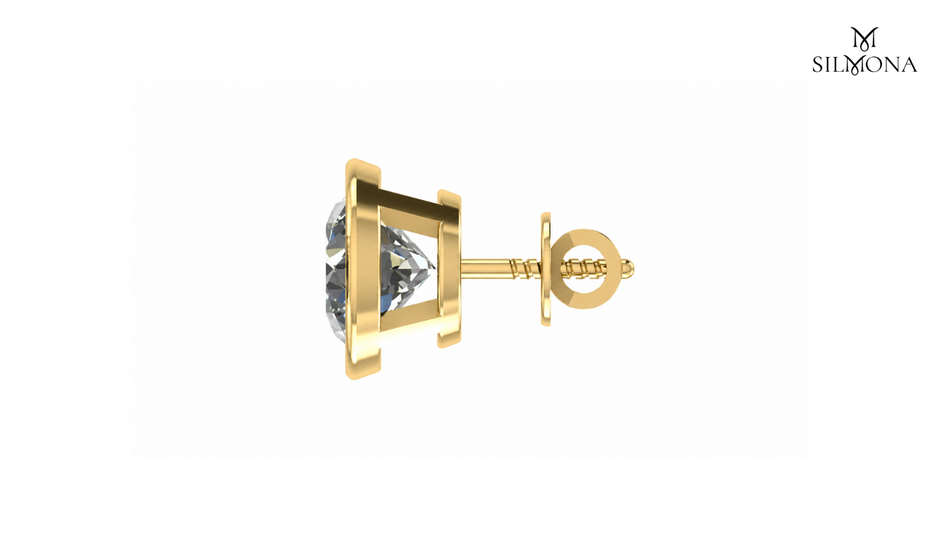 ROUND DIAMOND BASKET STUD EARRING