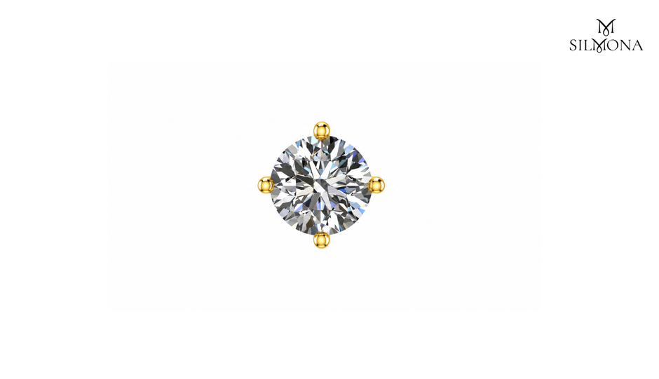ROUND FOUR-PRONG SOLITAIRE DIAMOND STUD EARRING