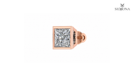 PRINCESS CUT BEZEL SET SOLITAIRE STUD EARRINGS
