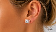 PRINCESS CUT BEZEL SET SOLITAIRE STUD EARRINGS