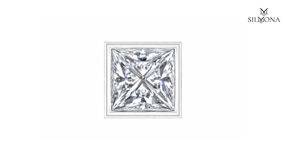 PRINCESS CUT BEZEL SET SOLITAIRE STUD EARRINGS