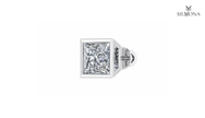 PRINCESS CUT BEZEL SET SOLITAIRE STUD EARRINGS