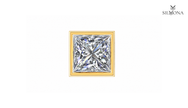 PRINCESS CUT BEZEL SET SOLITAIRE STUD EARRINGS