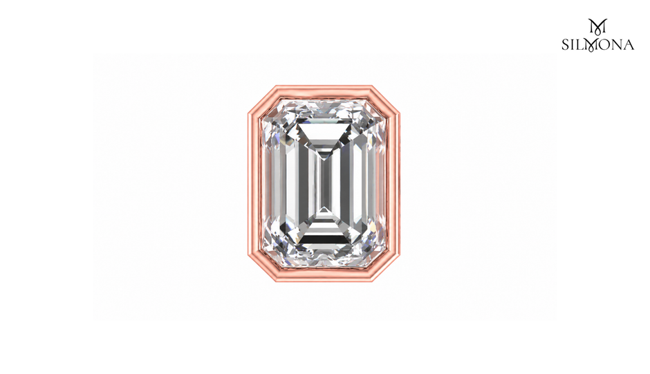 EMERALD CUT BEZEL SET SOLITAIRE STUD EARRINGS