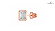EMERALD CUT BEZEL SET SOLITAIRE STUD EARRINGS