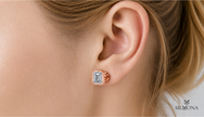 EMERALD CUT BEZEL SET SOLITAIRE STUD EARRINGS