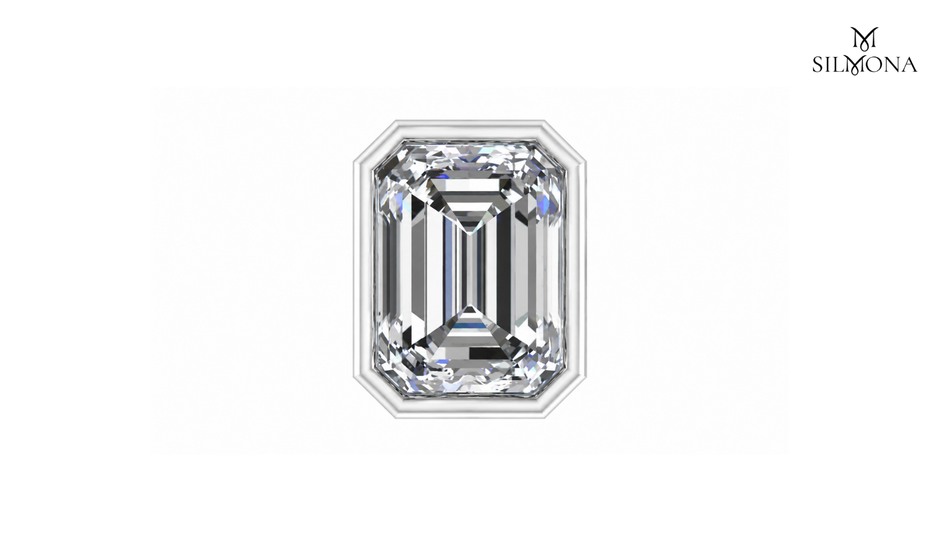EMERALD CUT BEZEL SET SOLITAIRE STUD EARRINGS