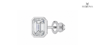 EMERALD CUT BEZEL SET SOLITAIRE STUD EARRINGS