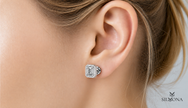 EMERALD CUT BEZEL SET SOLITAIRE STUD EARRINGS