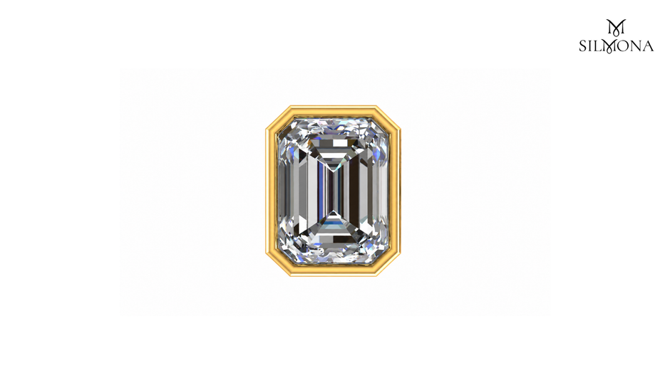 EMERALD CUT BEZEL SET SOLITAIRE STUD EARRINGS