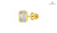 EMERALD CUT BEZEL SET SOLITAIRE STUD EARRINGS