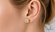 EMERALD CUT BEZEL SET SOLITAIRE STUD EARRINGS