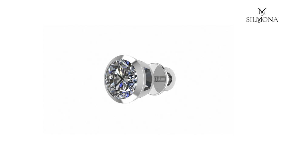 ROUND BRILLIANT BEZEL SET SOLITAIRE STUD EARRINGS