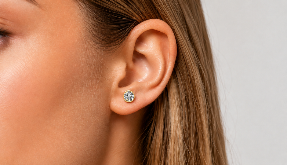 Architectural Solitaire Stud Earring