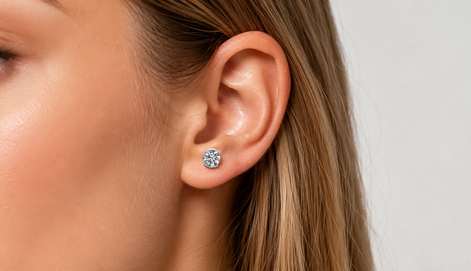 Architectural Solitaire Stud Earring