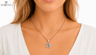 Bezel Asscher Solitaire Pendant Necklace